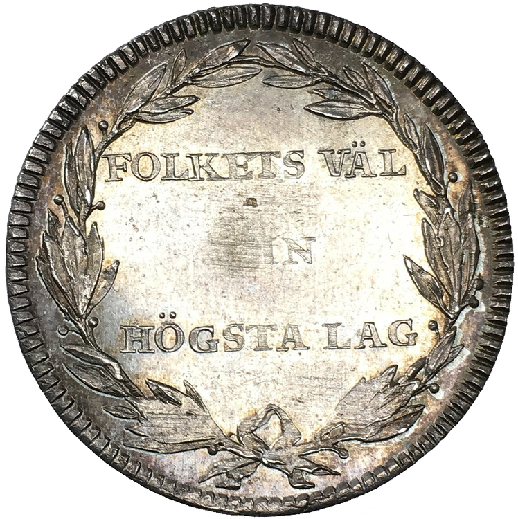 Karl XIII, Kastmynt till konungens kröning 1809, 1/3 riksdaler i silver -kvalitet 01/0 med endast obetydliga hanteringsmärken