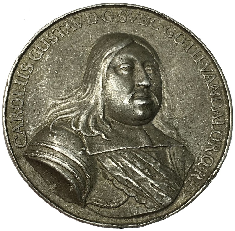 Sverige, Karl X Gustav 1654-1660, Medalj 1658 - Tåget över stora ...