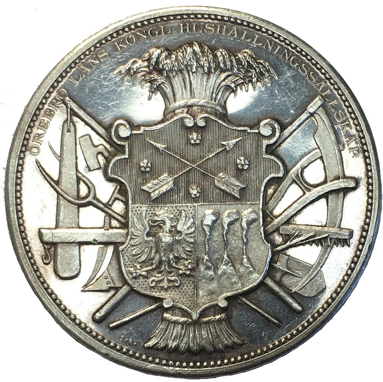 Sverige, Oskar II 1872-1907, Silvermedalj 1888, Örebro läns kungliga hushållningssällskaps prismedalj av Lea Ahborn