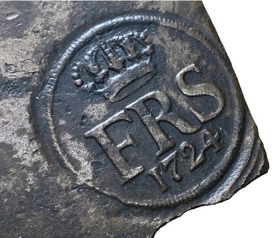 Sverige, Fredrik I 1720-1751, PLÅTMYNT, 2 Daler silvermynt 1724