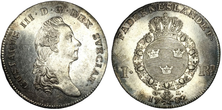 Sverige, Gustav III 1771-1792, Silverriksdaler 1782