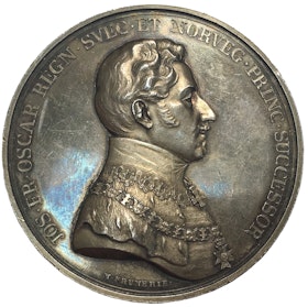 Sverige, Kronprins Oskar (I), Silvermedalj 1835, utgiven till 100-årsfirandet av Kungliga Akademin för de fria konsterna av M. Frumerie