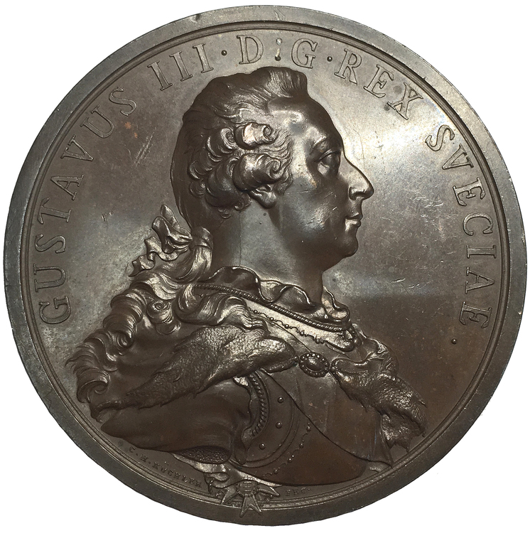 Sverige, Gustav III 1771-1792, Bronsmedalj 1792 med anledning av konungens död, graverad av C.H. Küchler