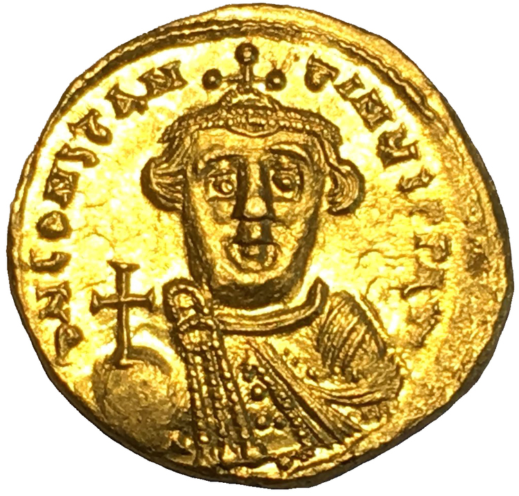 Bysantinska riket, Constans II 641-668 e.Kr, Guldsolidus - OCIRKULERAT EXEMPLAR
