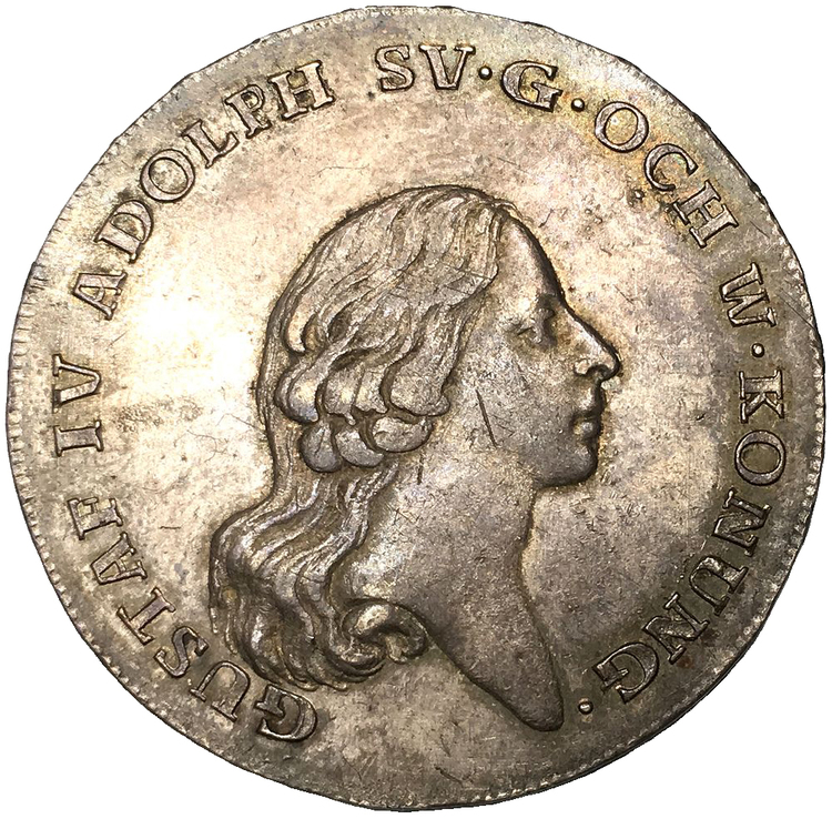 Sverige, Gustav IV Adolf 1792-1809, Riksdaler 1796 - LÄCKERT EXEMPLAR