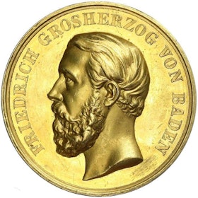 Tyskland, Baden-Durlach, Friedrich I 1852-1907, Kejserlig förtjänstmedalj i guld - RAR,  graverad av Schnitzspahn