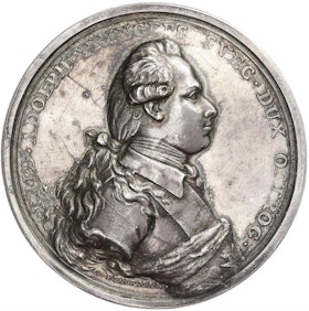 Sverige, Gustav III (1771-1792). Hertigen av Östergötland, Fredrik Adolf 1750-1803. Silvermedalj av C. G. Fehrman - SÄLLSYNT!