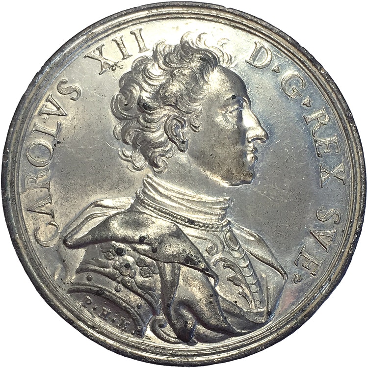 Karl XII - Segern över danskarna vid Helsingborg 1710 - Sällsynt -Toppkvalitet av Philipp Heinrich Müller