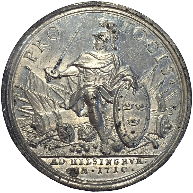 Karl XII - Segern över danskarna vid Helsingborg 1710 - Sällsynt -Toppkvalitet av Philipp Heinrich Müller