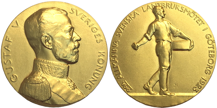 Göteborgsutställningen 1923 - guldmedalj - UNIK I PRIVAT ÄGO graverad av Svante Nilsson
