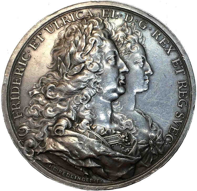 Sverige, Fredrik I - Kungahusets ära och lycka 1723 av J.C. Hedlinger