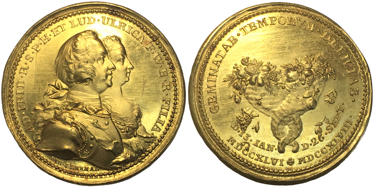 Adolf Fredrik - 10 dukater 1748 - Guldmedalj - UNIK i privat ägo
