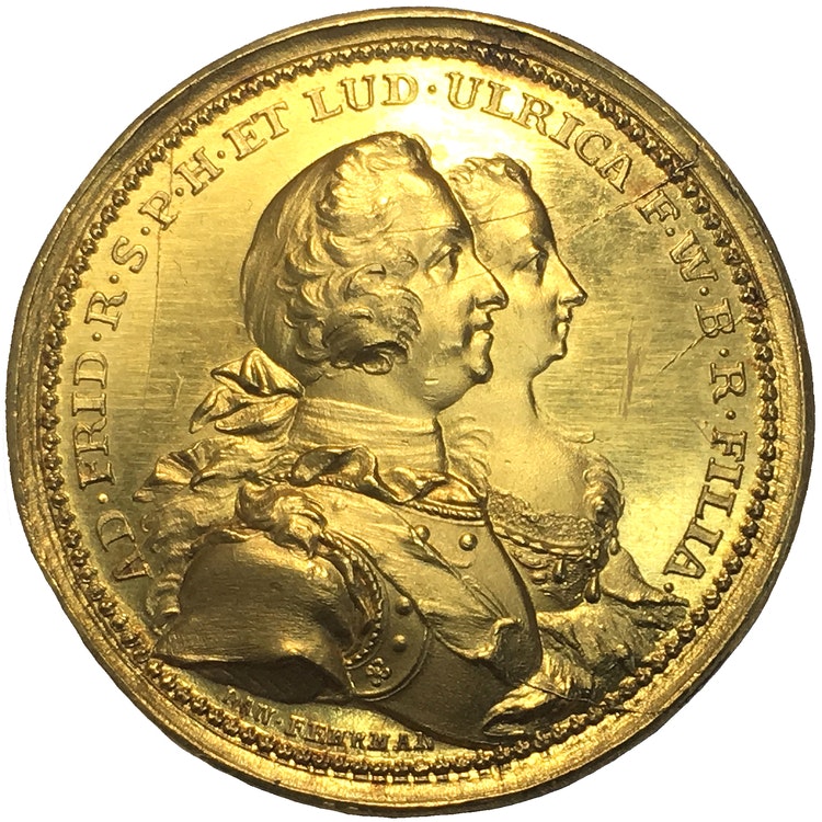 Adolf Fredrik - 10 dukater 1748 - Guldmedalj - UNIK i privat ägo