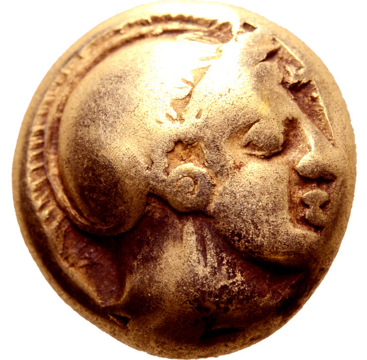 Lesbos, Mytilene, Hekte i guld, ca 478-455 f.Kr - TREVLIGT VÄLCENTRERAT EXEMPLAR