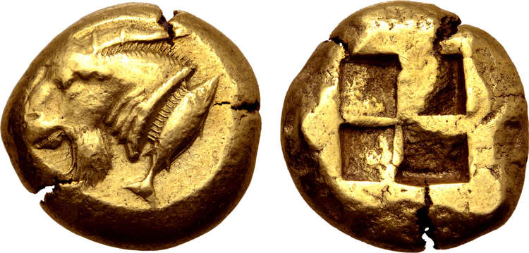 Mysien, Kyzikos, Stater, guld, ca 550-500 f.Kr - MYCKET VACKER OCH EXTREMT SÄLLSYNT!