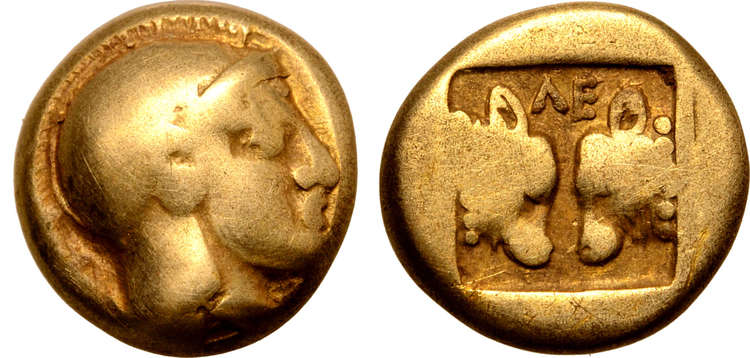 Lesbos, Mytilene Hekte, guld, ca 454-427 f.Kr. XR - Möjligen UNIK i privat ägo