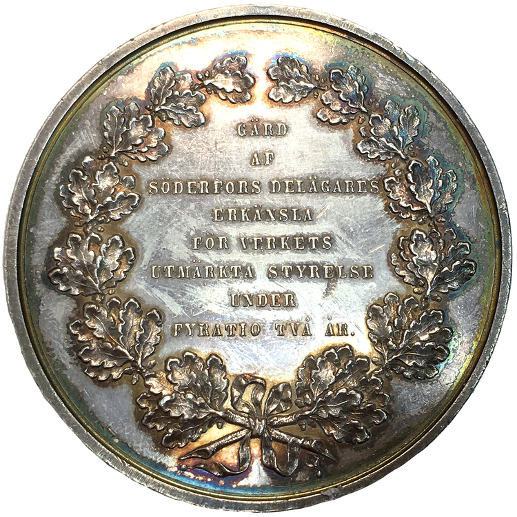 Pehr Adolf Tamm 1774-1856, vacker silvermedalj av Lea Ahlborn 1862