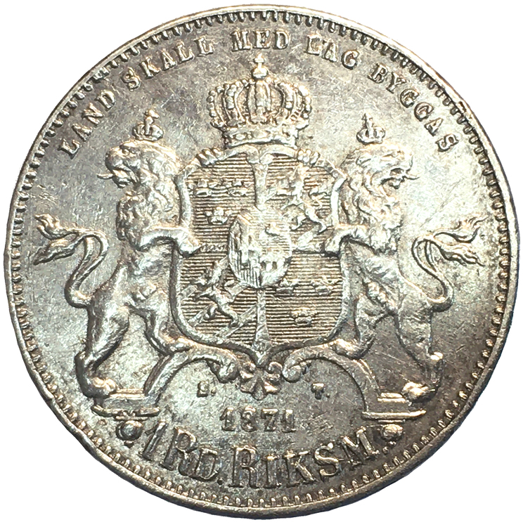 Karl XV - 1 Riksdaler riksmynt 1871/61