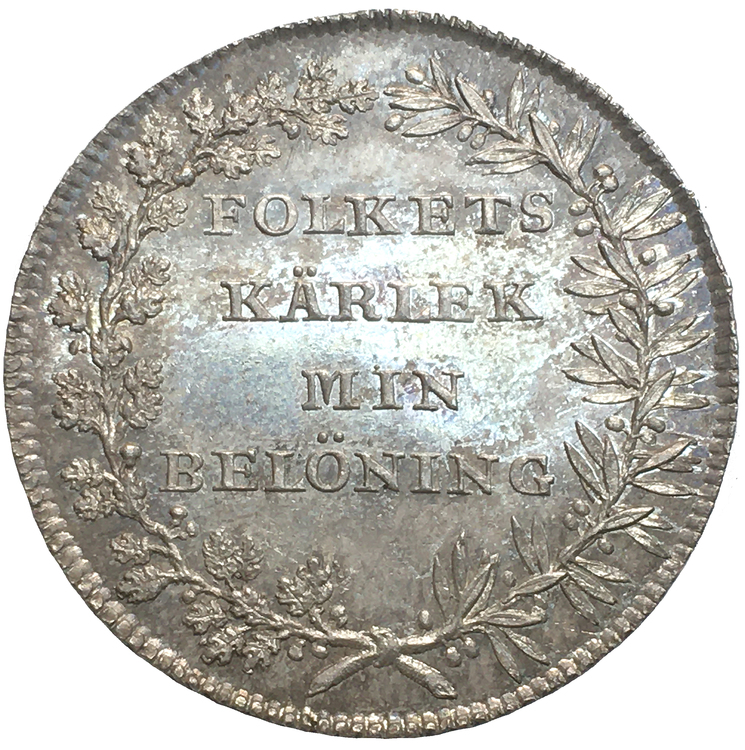 Karl XIV Johan - kastmynt 1818 till kröningen - 9.51g, 28.97mm.  Kvalitet 01/0-0