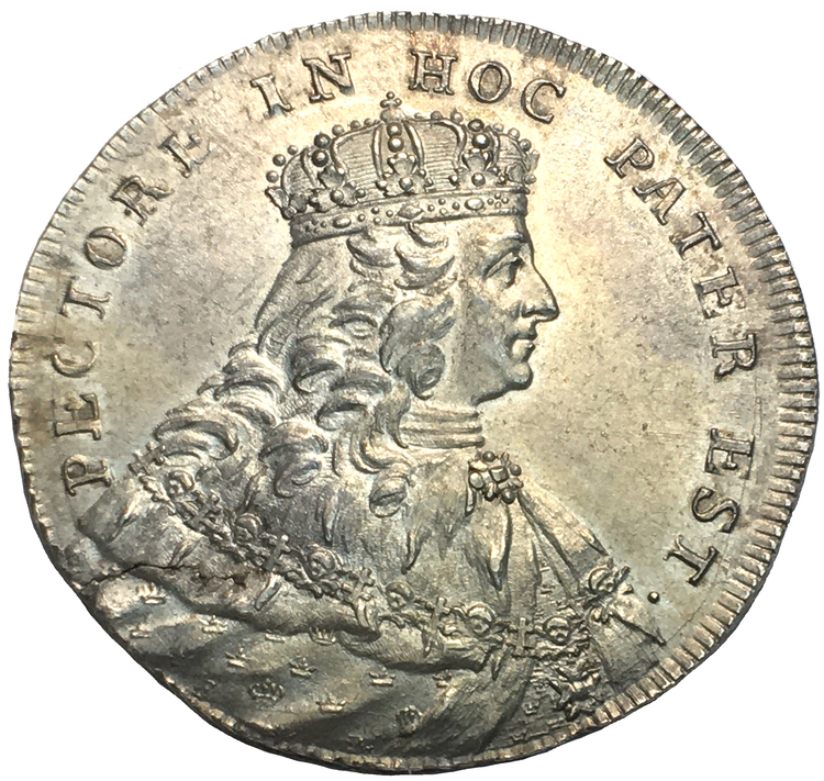 ADOLF FREDRIK,2 mark 1751. Kastmynt till kungens kröning Kvalitet 01/0)(01, 10.20g, 31.03mm, testmärke och plantsfel