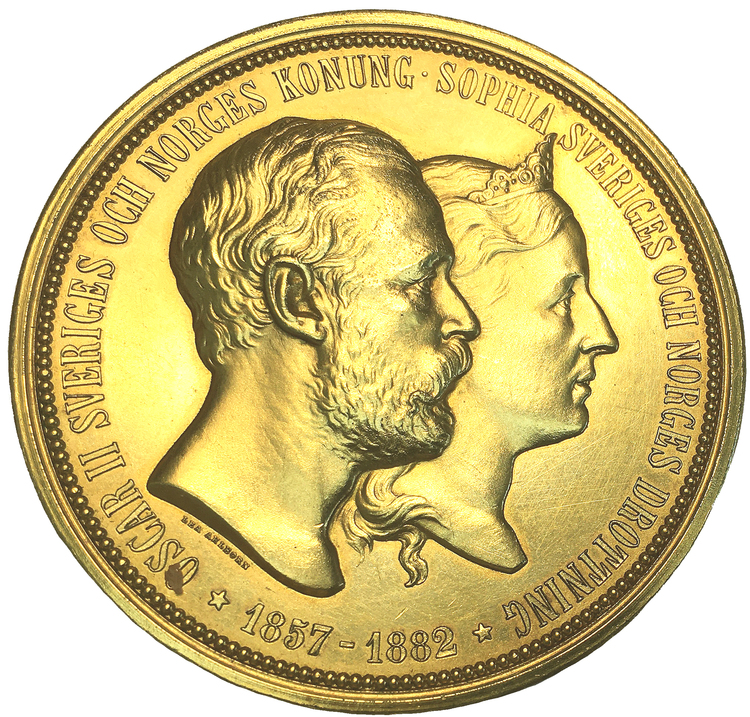 Oskar & Sofia 1857-1882 - 25 årsjubileum av bröllopet av Lea Ahlborn - Guldförgylld XR