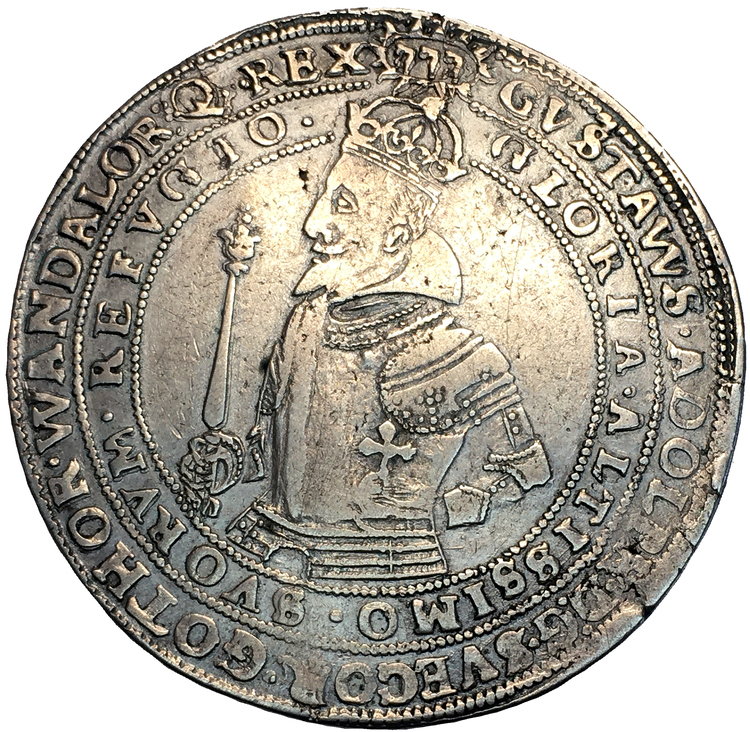 Gustav II Adolf Riksdaler 1617 - Liten Vase i riksskölden - Ett trevligt och tilltalande exemplar