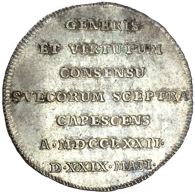 Gustav III - Kastmynt till kröningen 1772 - Ett mycket tilltalande exemplar