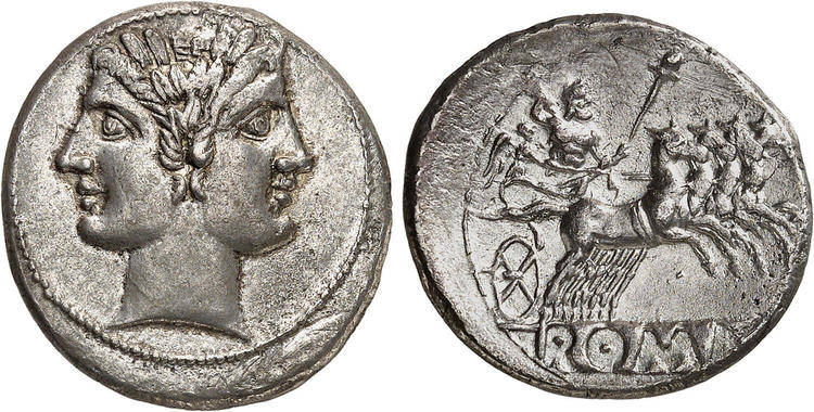 Romerska republiken, Didrachm Rom 225-214 f.Kr - VACKERT EXEMPLAR