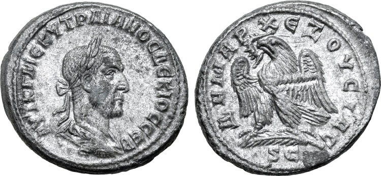 Romerska riket, Trajan Decius 249-250 e.Kr., Seleucis and Pieria, Tetradrachm - Tekniskt ocirkulerad och skarp med fin lyster