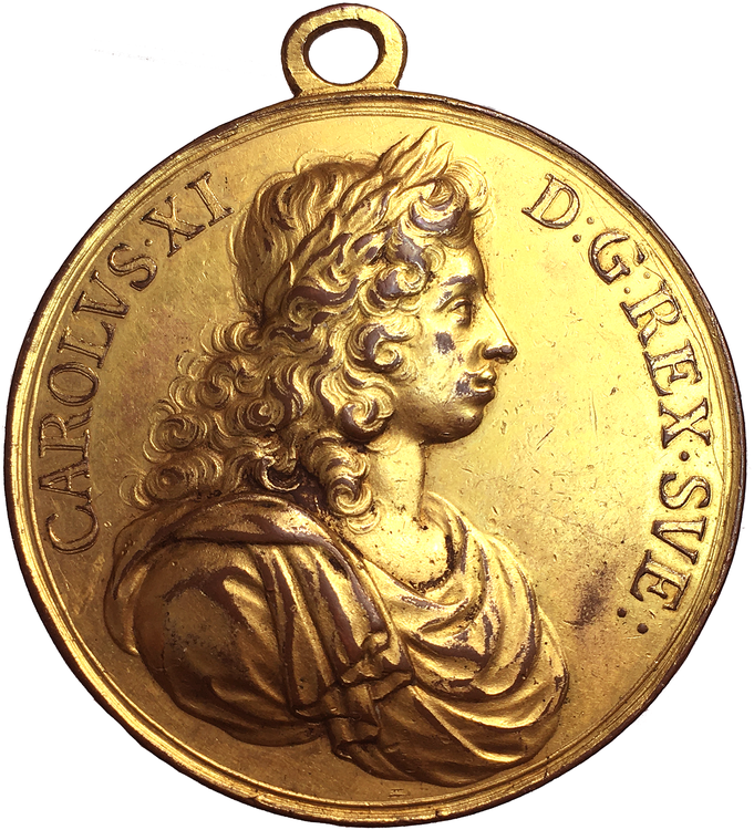 Sverige, Karl X Gustav & Hedvig Eleonora -  ca 1680 - Förgylld med originalögla - RR