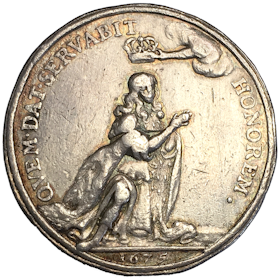 Karl XI:s kröning 1675 - Medalj/kastmynt av Arvid Karlsteen