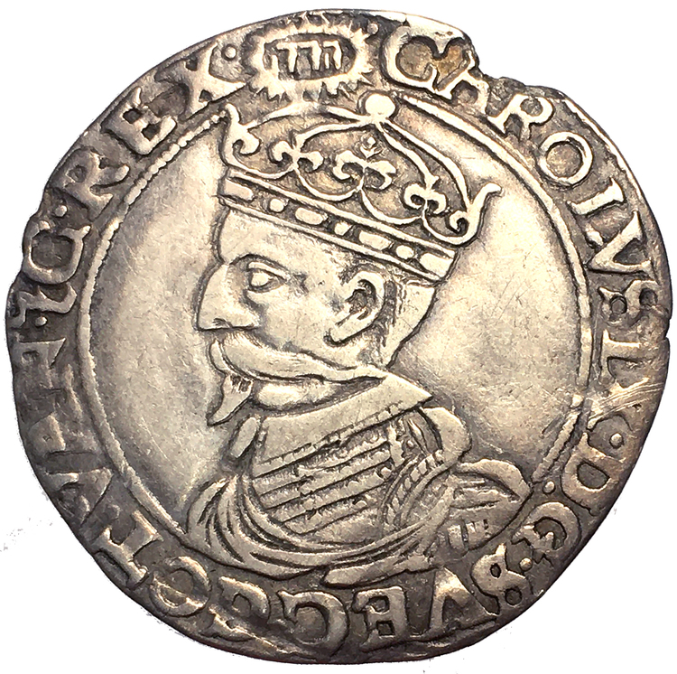 Karl IX - 1/2 Mark 1607 - Tilltalande exemplar