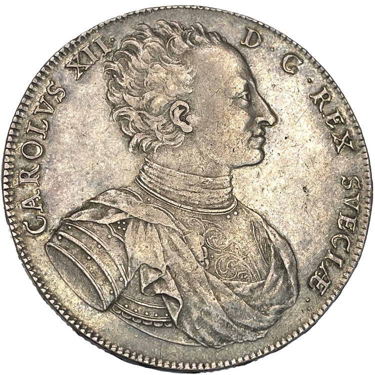 Karl XII - Riksdaler 1718 Hedlingers porträtt - Mycket vackert exemplar