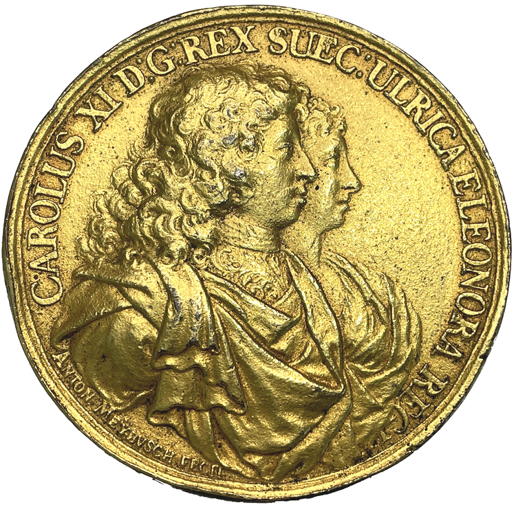 Karl XI.s giftermål 1680 med Ulrika Eleonora av Danmark av Anton Meybusch - MYCKET SÄLLSYNT - RR