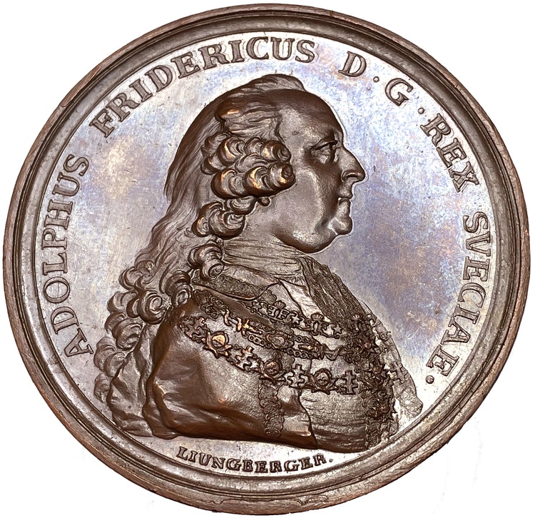 Adolf Fredriks död och begravning 1771 av Ljungberger - OCIRKULERAT TOPPEXEMPLAR och MYCKET SÄLLSYNT