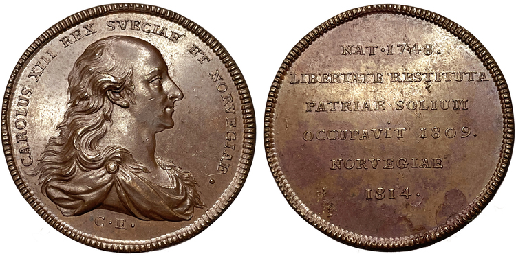 Karl XIII - Unionen mellan Sverige och Norge 1814 av Enhörning - MYCKET SÄLLSYNT - RR