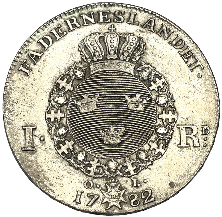 Gustav III, Riksdaler 1782 - Ett skarp och välpräglat exemplar med fin lyster