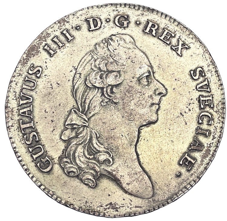 Gustav III, Riksdaler 1782 - Ett skarp och välpräglat exemplar med fin lyster