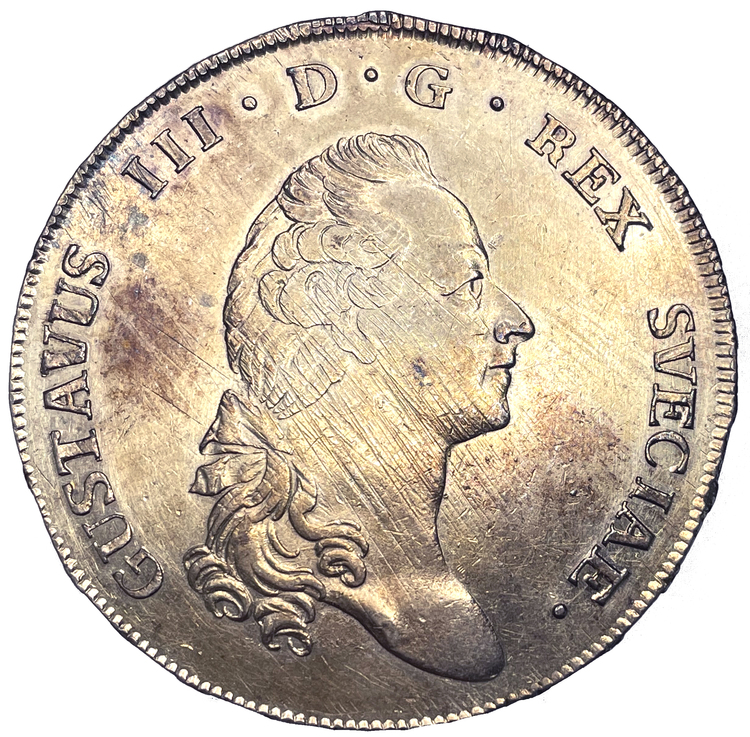 Gustav III, Riksdaler 1792 - året då kungen mördades - Vackert skarpt exemplar med fin lyster