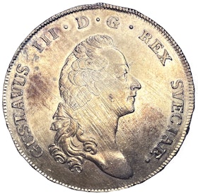 Gustav III, Riksdaler 1792 - året då kungen mördades - Vackert skarpt exemplar med fin lyster