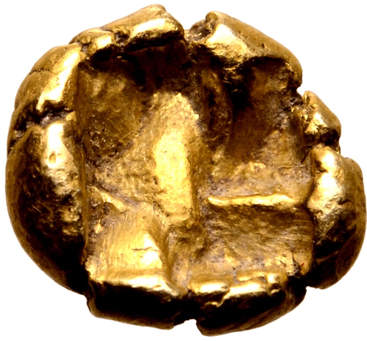 Ionien, osäker myntort ca 625-600 f.Kr - guld 1/24-stater - Världens första mynt