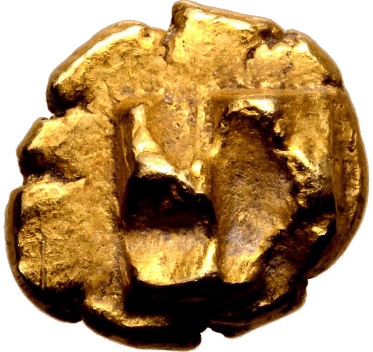 Ionien, osäker myntort ca 625-600 f.Kr - guld 1/24-stater - Världens första mynt