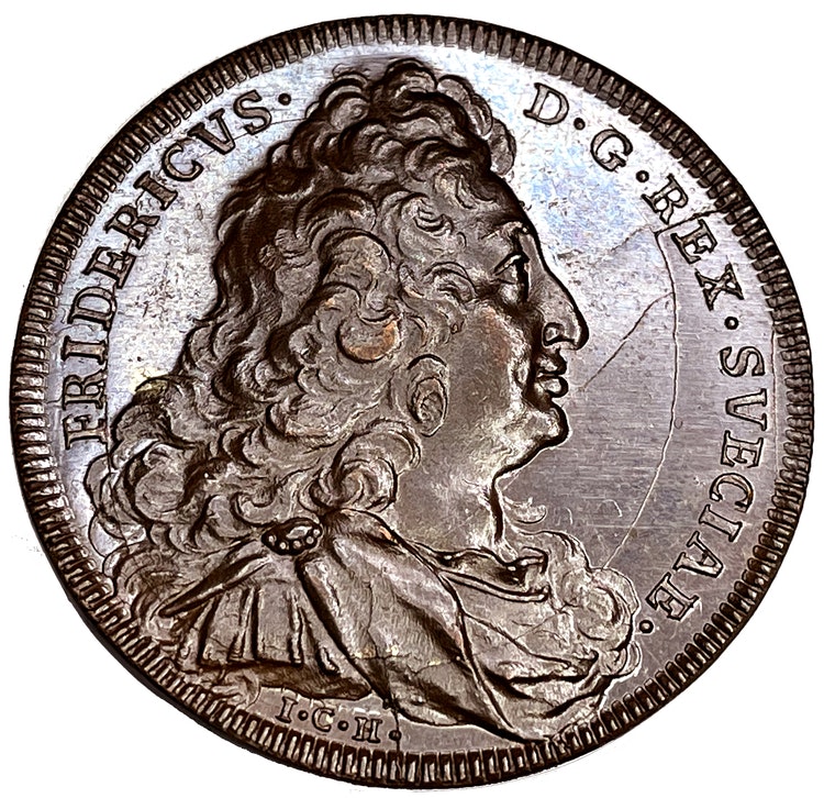 Fredrik I - Sveriges välstånd ca 1730 av Hedlinger - Det bästa kända exemplaret - RAR