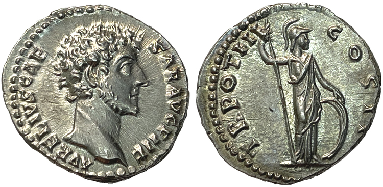 Markus Aurelius som Caesar - Denar - PRAKTEXEMPLAR