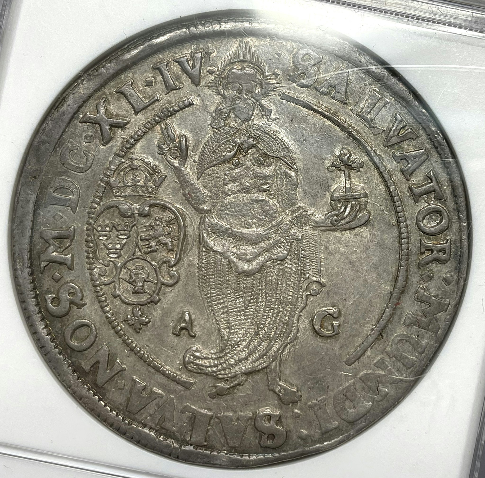 Kristina Riksdaler 1644 med grovt vävd mantel - PRAKTFULLT KABINETTSEXEMPLAR - NGC MS63 - RR