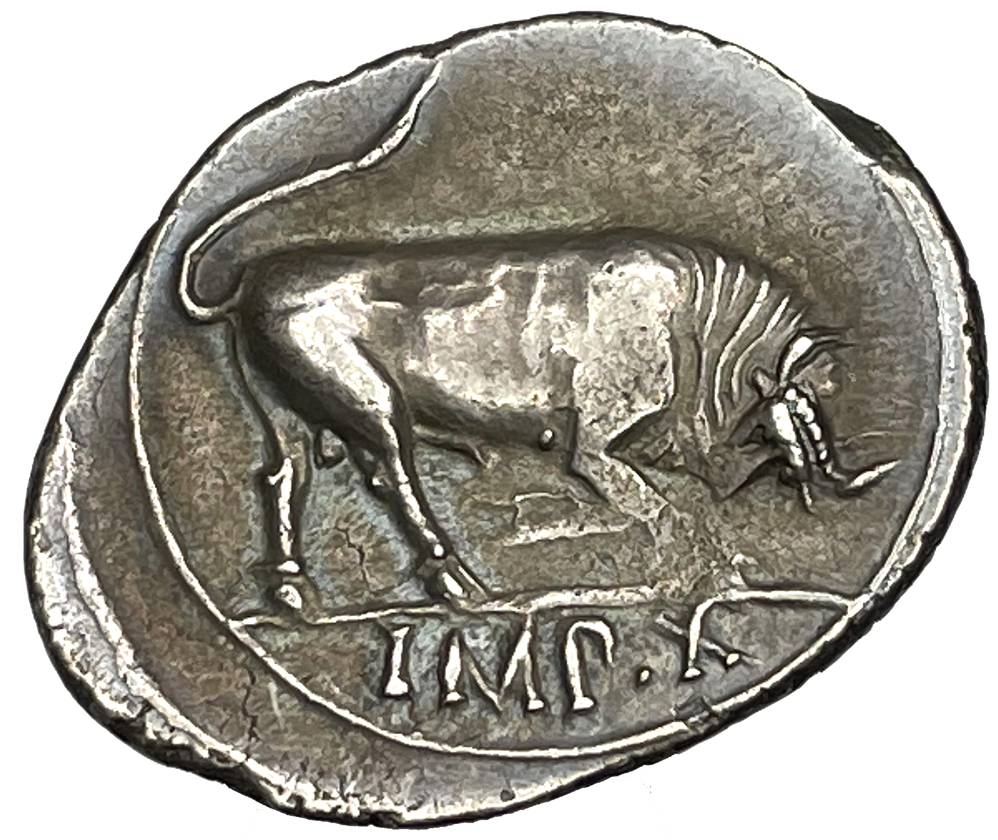 Augustus - Vacker denar präglad i Lugdunum 15-13 f.Kr