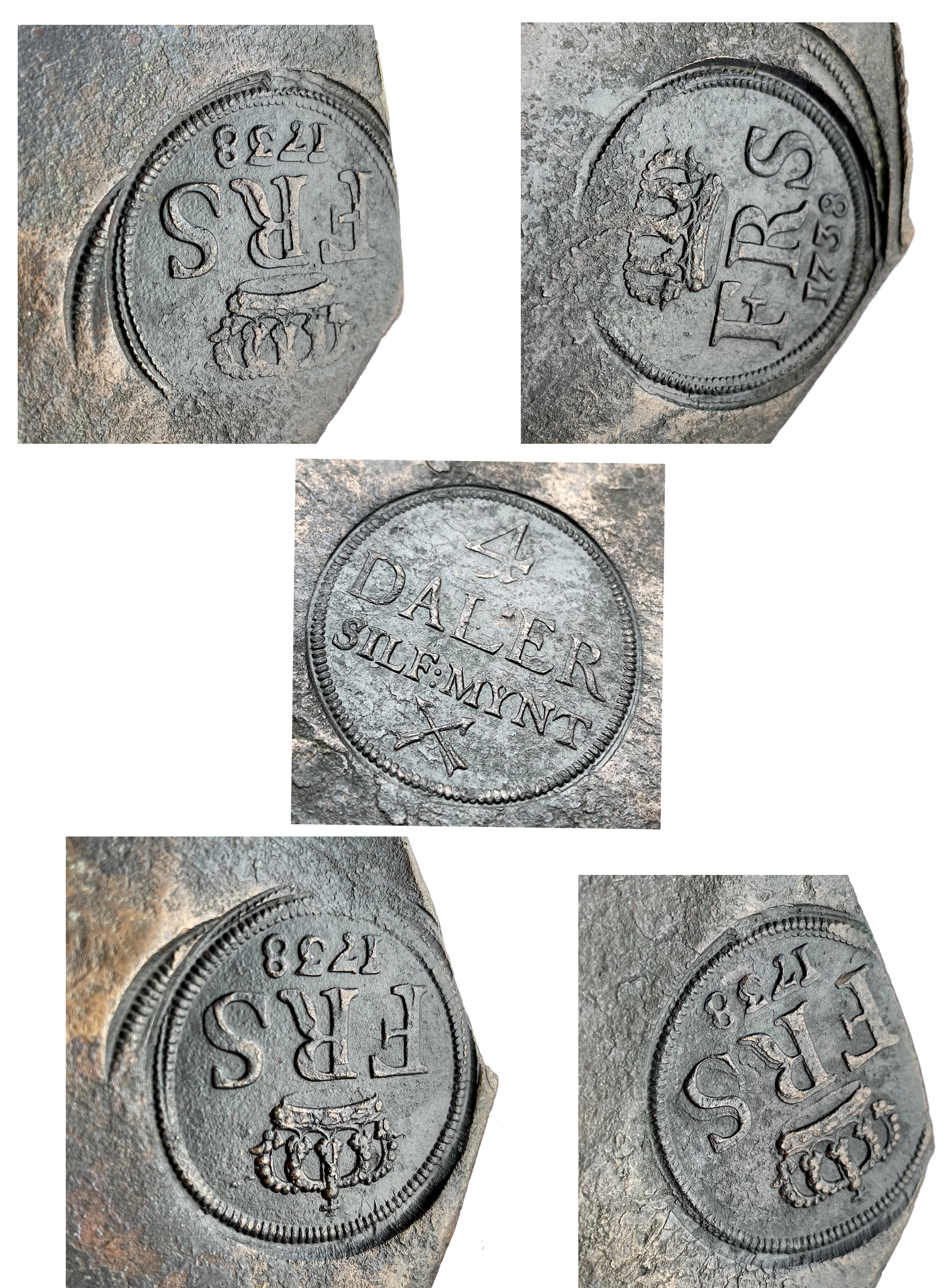 Fredrik - Plåtmynt - 4 Daler Silvermynt 1738 - Ett tilltalande exemplar och sällsynt årtal