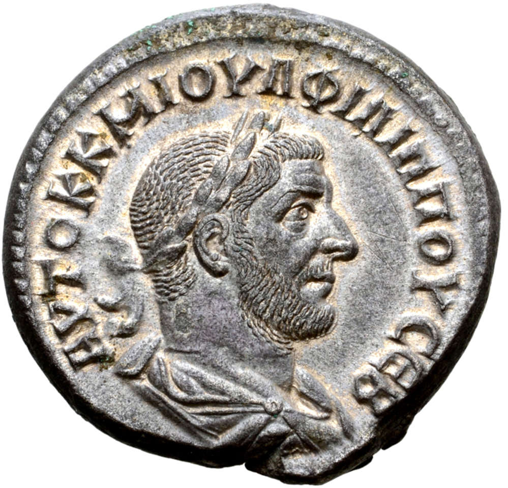 Philip I 244-249 e.Kr, Seleucis and Pieria, Tetradrachm - Tekniskt ocirkulerad och skarp med fin lyster