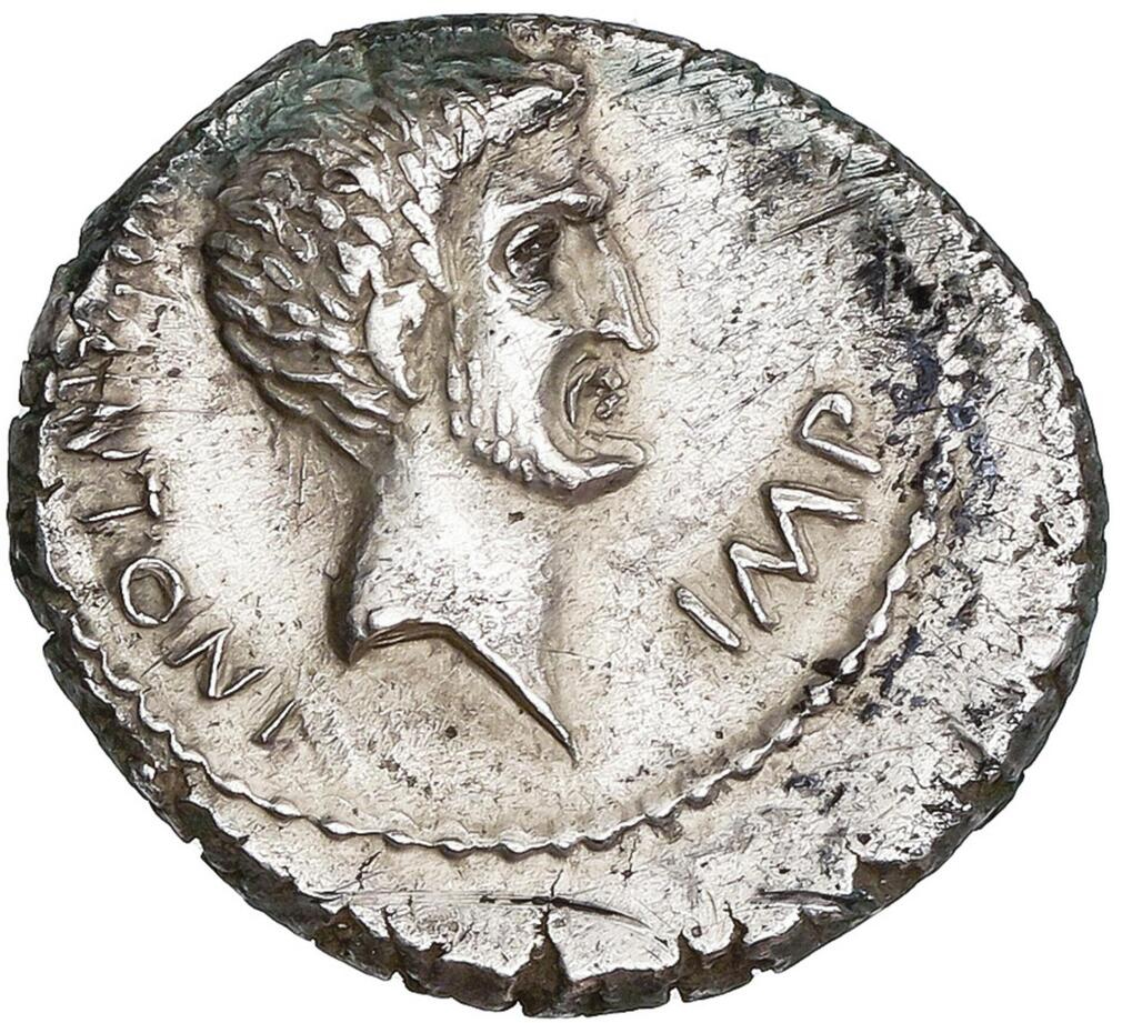 Markus Antonius, Denar 42 f.Kr - Mycket sällsynt och ovanligt vacker