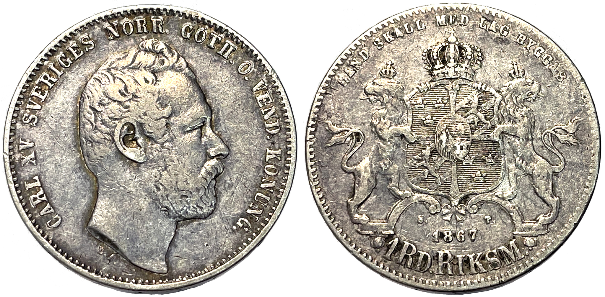 Karl XV, 1 Riksdaler Riksmynt 1867